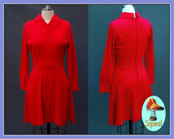 Vintage 1960s Red Mod Scooter Dress (Small)