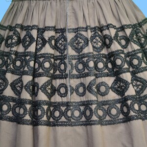 Vintage 1950s Dress Brown Cotton with Embroidery by Jeanne D'arc image 9