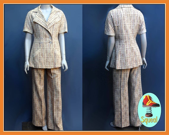 Vintage 1970s French Pant Suit Jacket and Trousers