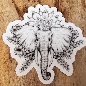 Elephant Floral Mandala Boho Vinyl Sticker
