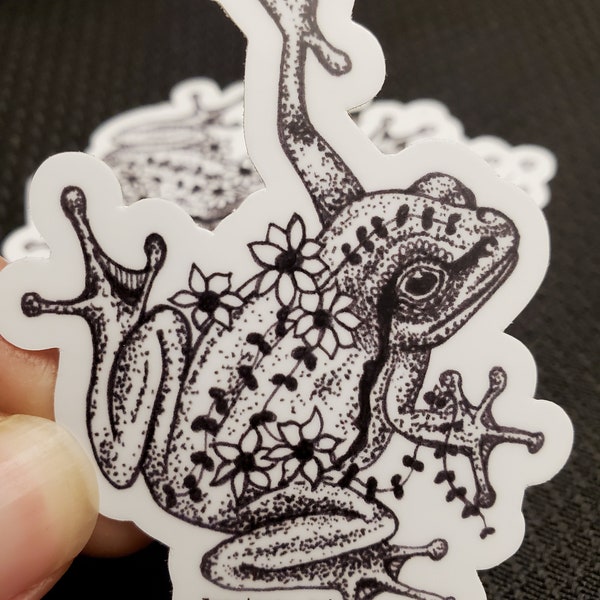 Hippy Boho Frog Vinyl Decal Sticker