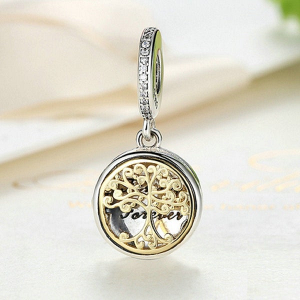 Family Tree Charm Family Heritage - fits Women Bracelet Charm - Genuine 925 Sterling Silver - Family Forever Charm Fits Women Bracelets