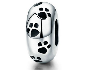 Footprint Spacer Stopper Beads Charm Beads Charm   925 Sterling Silver fit for Authentic Women Charms and Handmade Charms