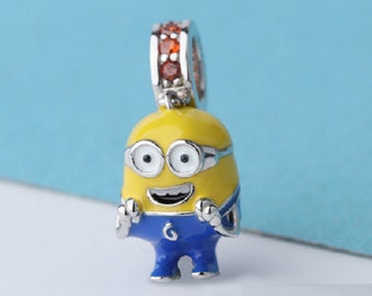 Cute Minions Pendant Beads Charm 925 Sterling Silver fit for Authentic Women Charms and Handmade Charmss