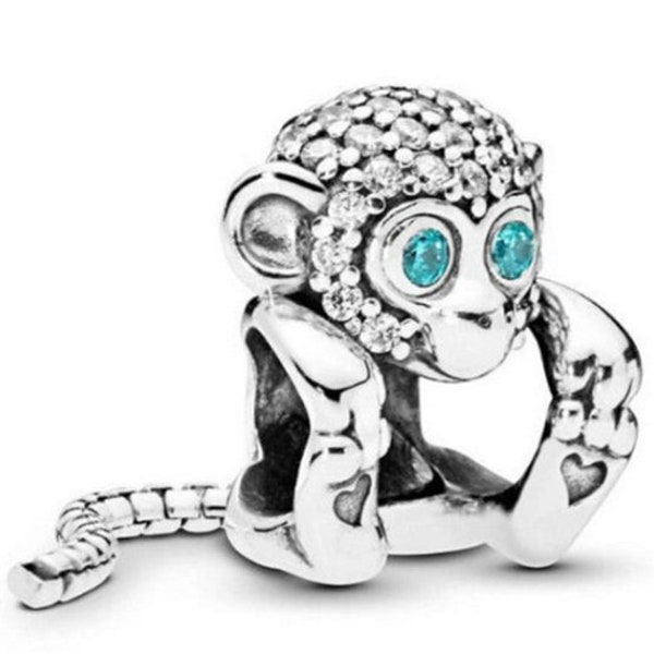 Sparkling Monkey Beads Charm   925 Sterling Silver fit for Authentic Women Charms Bracelet