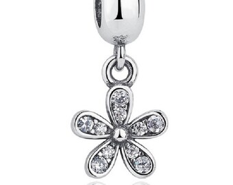 Dazzling Daisy Pendant Beads Charm   925 Sterling Silver fit for Authentic Women Charms and Handmade Charms