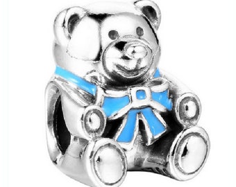 AUTHENTIC Sterling Silver SS 925 It/'s Boy Blue Teddy Bear Charm