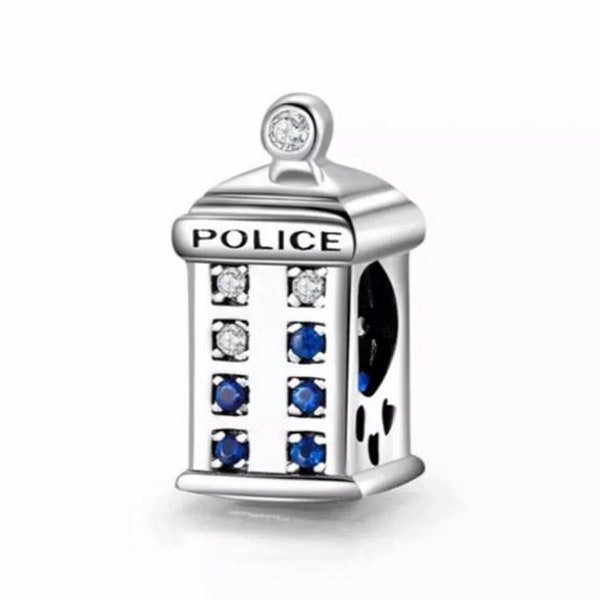 Breloque pour femme Police Box, London Police Box, breloque Tardis, breloque cabine téléphonique, argent sterling 925, pour bracelets de femme, breloques faites main