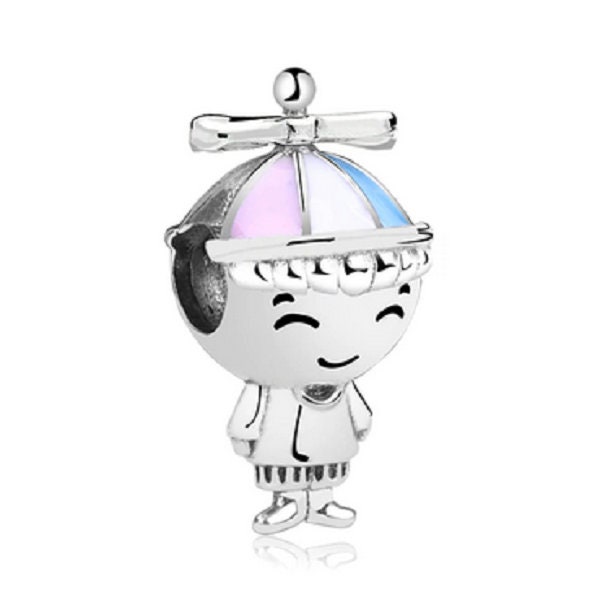 Hélice Chapeau Garçon Charme - Jolie Fille Charme - 925 Sterling Silver Fit Women bracelet Charm - Véritable Argent Sterling 925