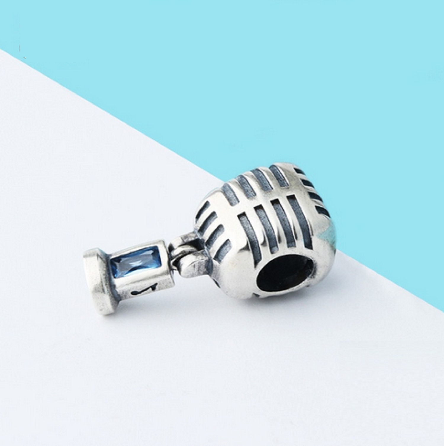 Music Microphone Cubic Zirconia Round Beads Charm 100 925 Etsy UK