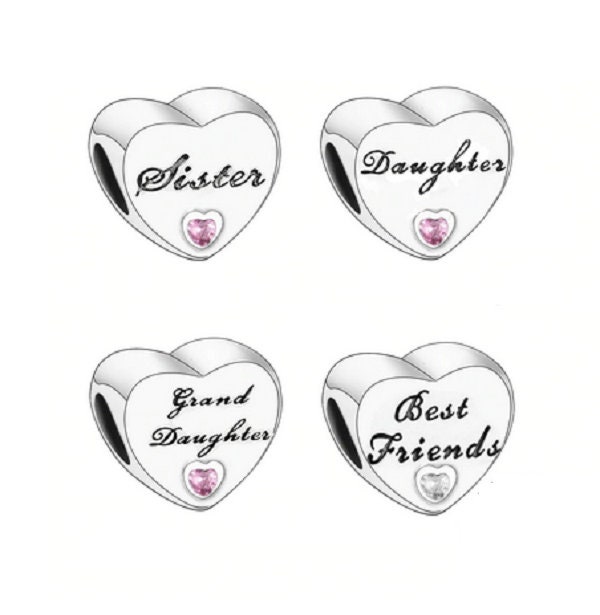 Granddaughter Heart Charm Fits Women Bracelet Charm Genuine 925 Sterling Silver Sister daughter Friends Charm for Women Bracelets Etsy