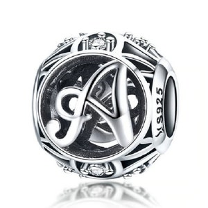 Sterling Silver Letter Alphabet Bracelet Charm, Alphabet A to Z Letter ...