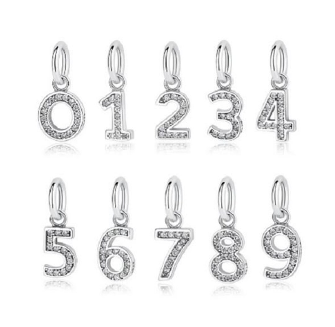 925 Sterling Silver Lucky Number 09 Bead Charm Fits Women Bracelet Necklace, Number Charms
