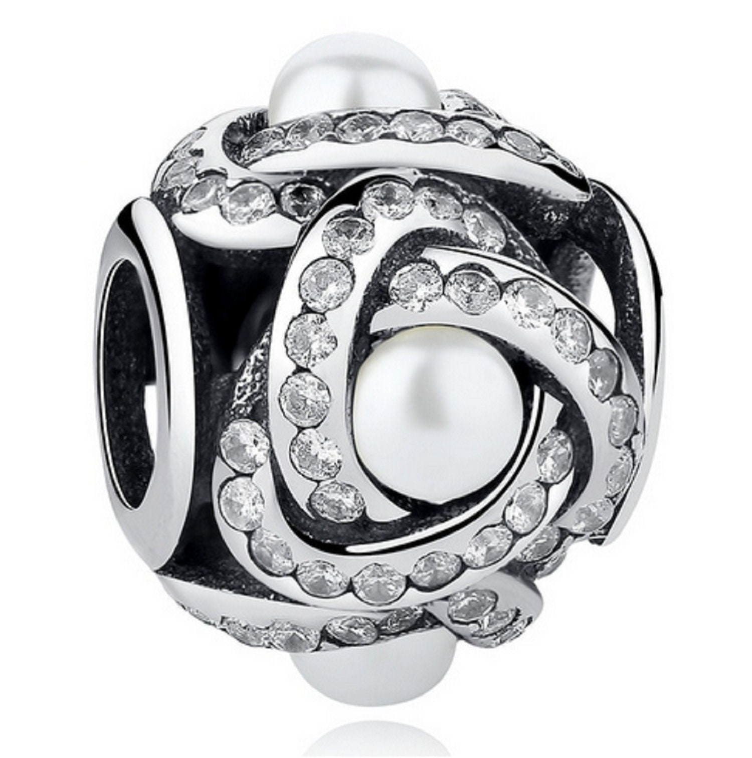 Luminous Love Knot Clear Crystal CZ Pearl Beads Charm 925 Sterling Silver Fit for Authentic Women Charms and Handmade Charms Etsy Canada