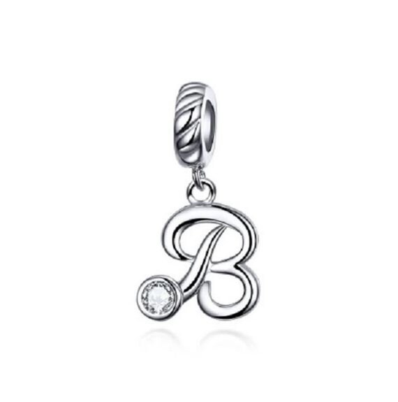 Alphabet Letter Initial Pendant Charms Sterling Silver 925 With Cubic  Zirconia Fits Women Bracelet, Free Shipping, 
