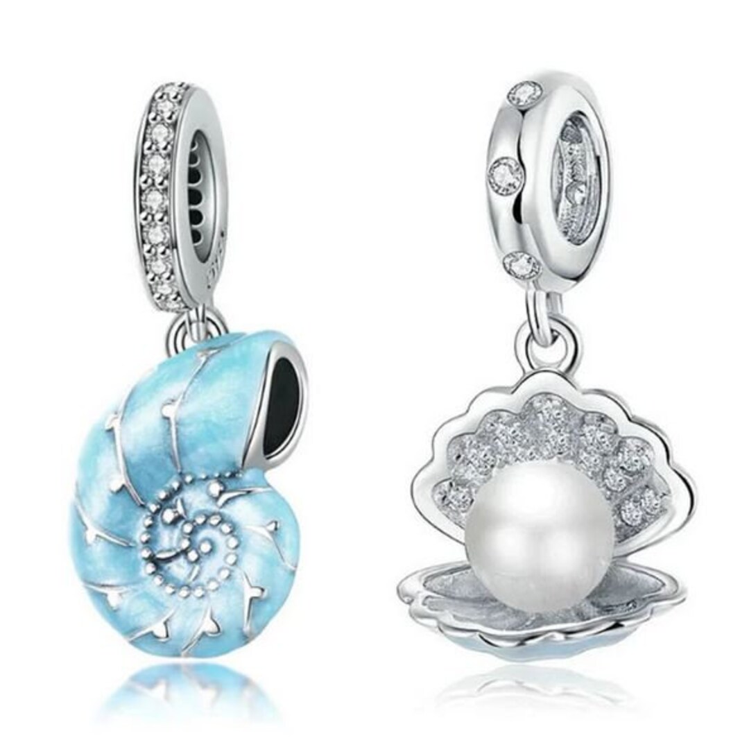 Sterling Silver Conch Shell Charm With CZ, Seashells Pendant Fits Women ...
