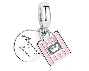 Shopping Queen Dangle Beads Charm   925 Sterling Silver fit for Authentic Women Charms and Handmade Charms