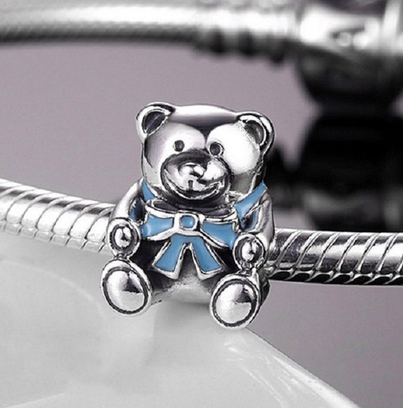 STERLING SILVER /"GIRL WITH TEDDY BEAR/" SOLID CHARM