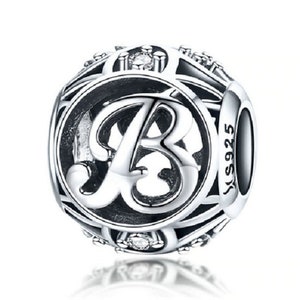 Sterling Silver Letter Alphabet Bracelet Charm, Alphabet A to Z Letter ...