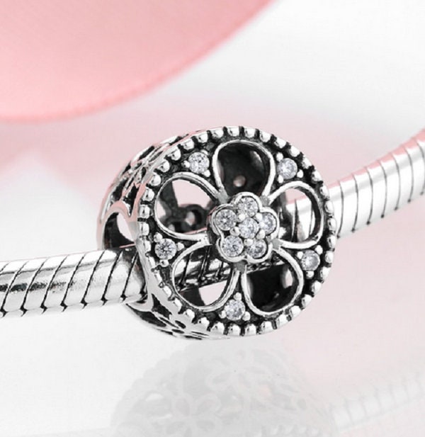 Flower Round Shape Clear CZ Beads Charm 100% 925 Sterling - Etsy