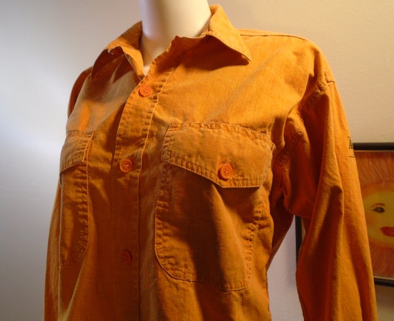 Aca 513 Aca Joe Vintage 80 S Orange Long Sleeve Button Up Etsy