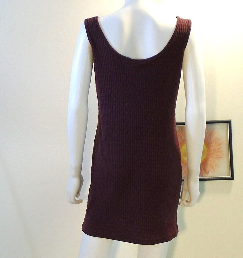 Vintage 90/'s Burgundy Textured Tank Mini Dress Currants Size M