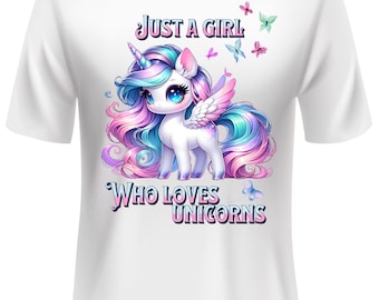 Just A Girl Who Loves Unicorns png digitale download. ALLEEN DOWNLOADEN.