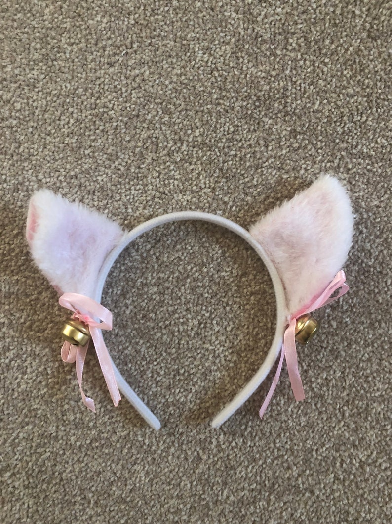 Fluffy Cat Ear Cute Cosplay Costume With Bell Black Headband Etsy UK