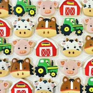 Biscotti di zucchero personalizzati/Animali da fattoria/Baby shower/Compleanno del bambino/Primo compleanno