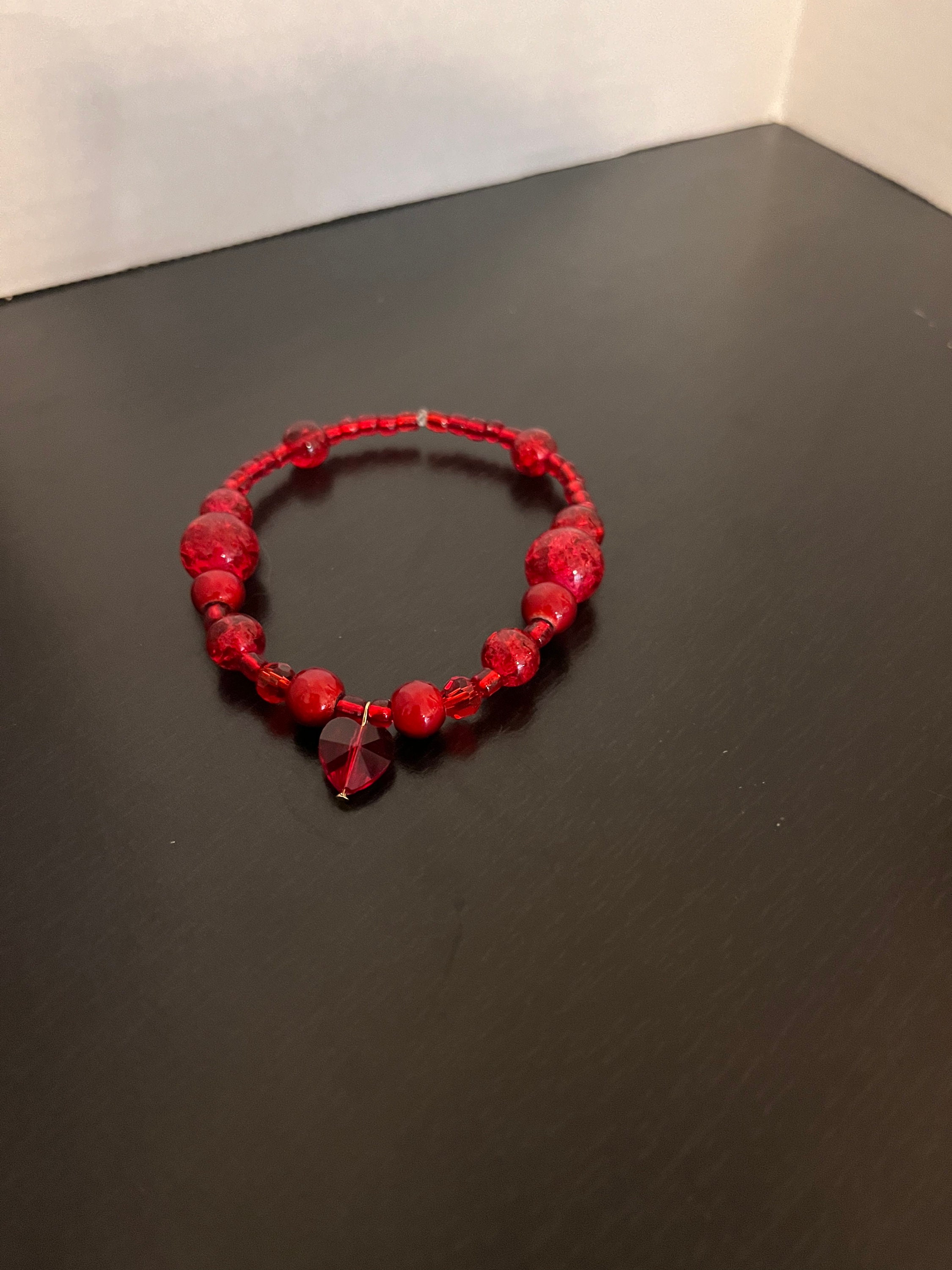Red Heart Bracelet - Etsy