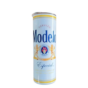 May include: A white and yellow can with a blue logo that says "Modelo Especial Cerveza" and a crest with a lion and the words "Cerveceria Modelo Mexico 1925"