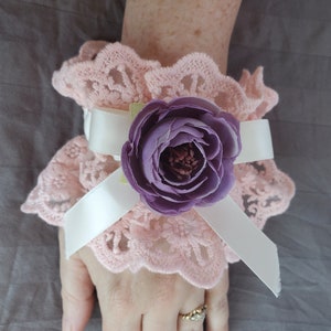 Pink and Lavender Lace Wrist Cuffs