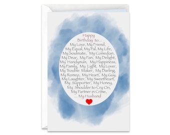 My Everything Descriptive and Romantic Happy Birthday Handmade Greeting Card For Husband