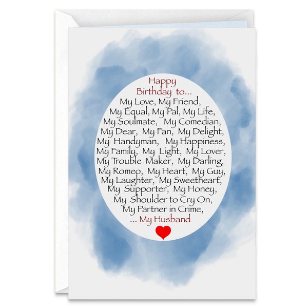 My Everything Descriptive and Romantic Happy Birthday Handmade Greeting Card For Husband
