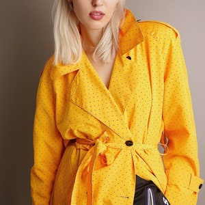 Vintage Trenchcoat in gelb schwarz Grösse L