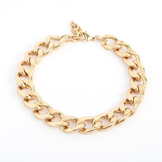 Vintage Gold Curb Chain Necklace, 90s - image 1