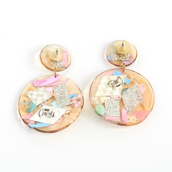 Conceits 1980's Applique Vintage Lucite Earrings - image 3