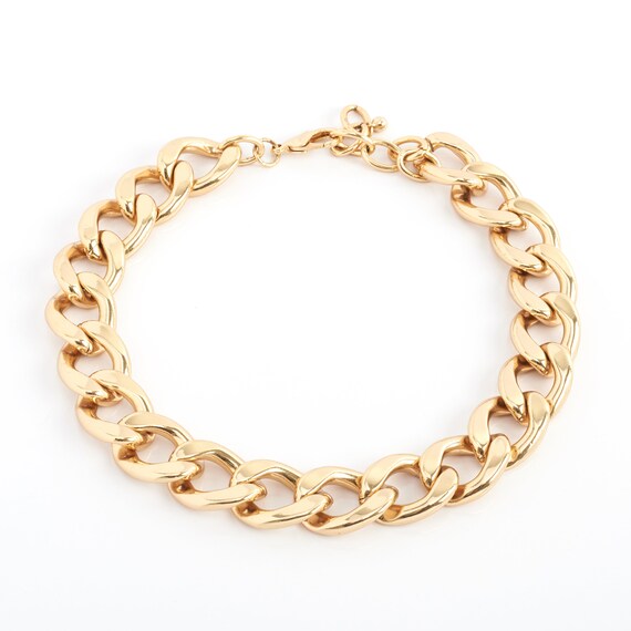 Vintage Gold Curb Chain Necklace, 90s - image 2