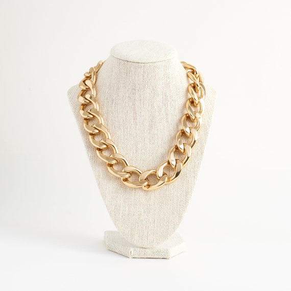 Vintage Gold Curb Chain Necklace, 90s - image 5