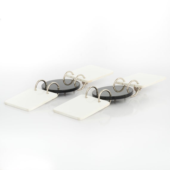 Black & White Vintage Pierced Lucite Drop Earring… - image 3
