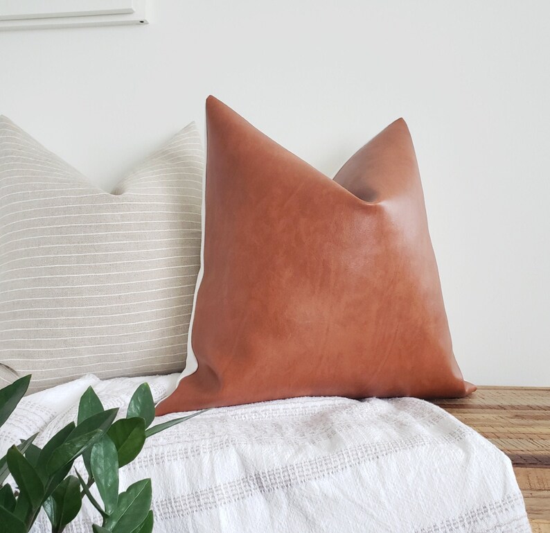 Faux Leather Pillow Cover Vegan Leather Pillow Cover Faux Etsy