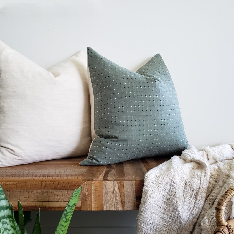 Ethnic Modern Throw Pillow Thai Pillow Sage Green Pillow Cover Scandi Pillow 20x20 Pillow Cover Minimalist Pillow Cover
