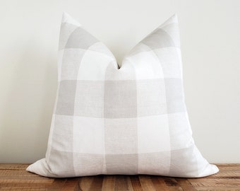 Grey Buffalo Check Pillow | Farmhouse Pillows | Throw Pillow Cover | Plaid Pillow Cover | Buffalo Plaid Pillow | Farmhouse Decor | Pillows