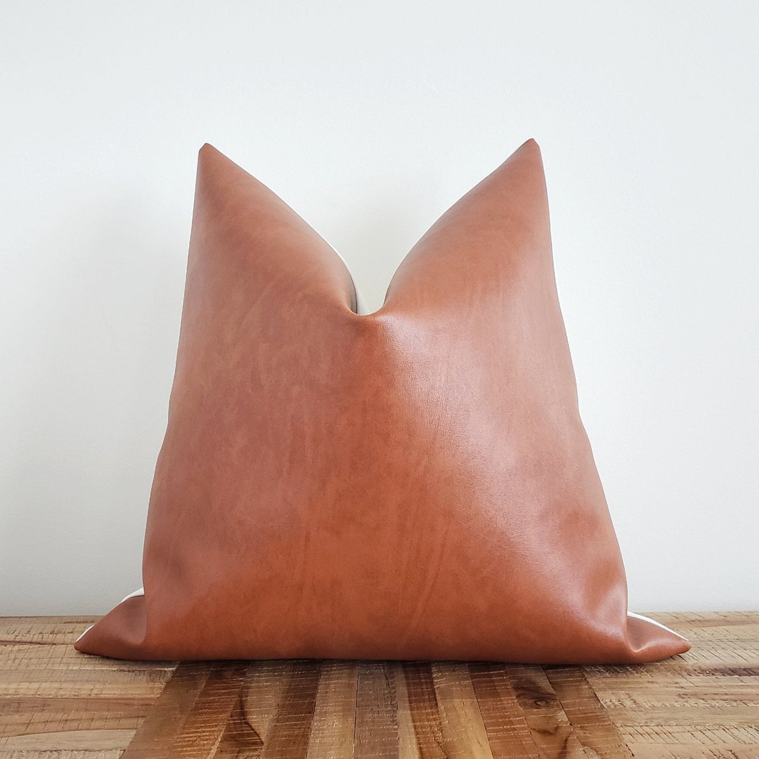 Faux Leather Pillow Cover Vegan Leather Pillow Cover Faux Etsy