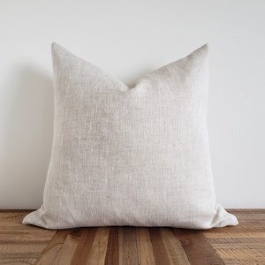 Oatmeal Linen Pillow Cover | Beige Throw Pillow | Washed Italian Linen Cushion Cover |  Beige Linen Pillow Case |  Beige Pillow Cover