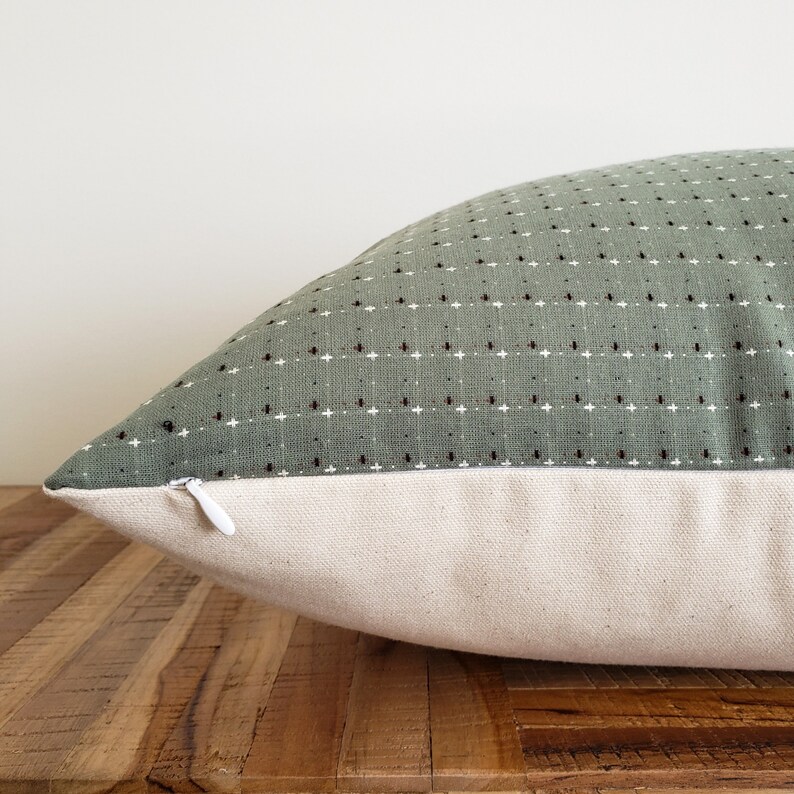 Ethnic Modern Throw Pillow Thai Pillow Sage Green Pillow Cover Scandi Pillow 20x20 Pillow Cover Minimalist Pillow Cover