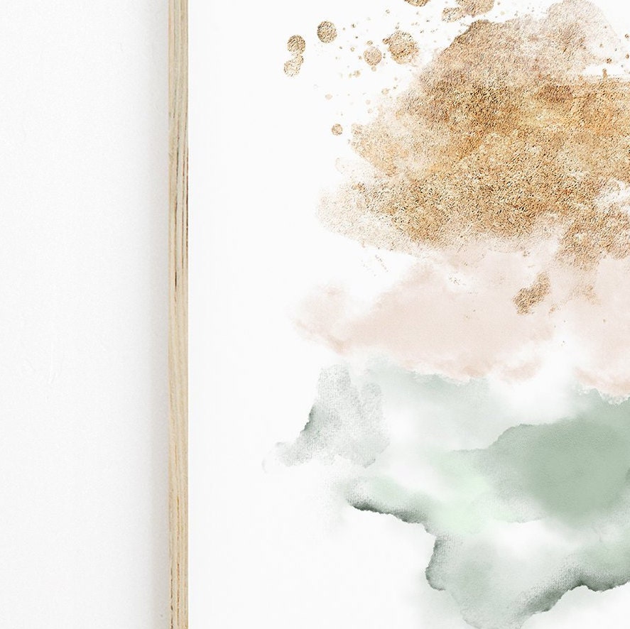 Pink Blush and Gold Abstract Printables Watercolor Print Set Etsy