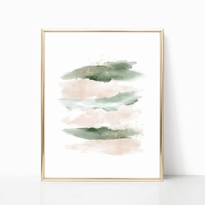 Pink Blush and Gold Abstract Printable, Watercolor Print Poster, Pastel Abstract Watercolor, Bedroom Wall Art, Blush Pink Abstract