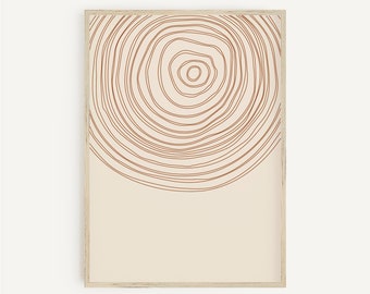 Tree ring art, Mid-century modern art, Abstract painting, Minimal contemporary art, Wood Grain Art , Terracotta neutral colors art poster