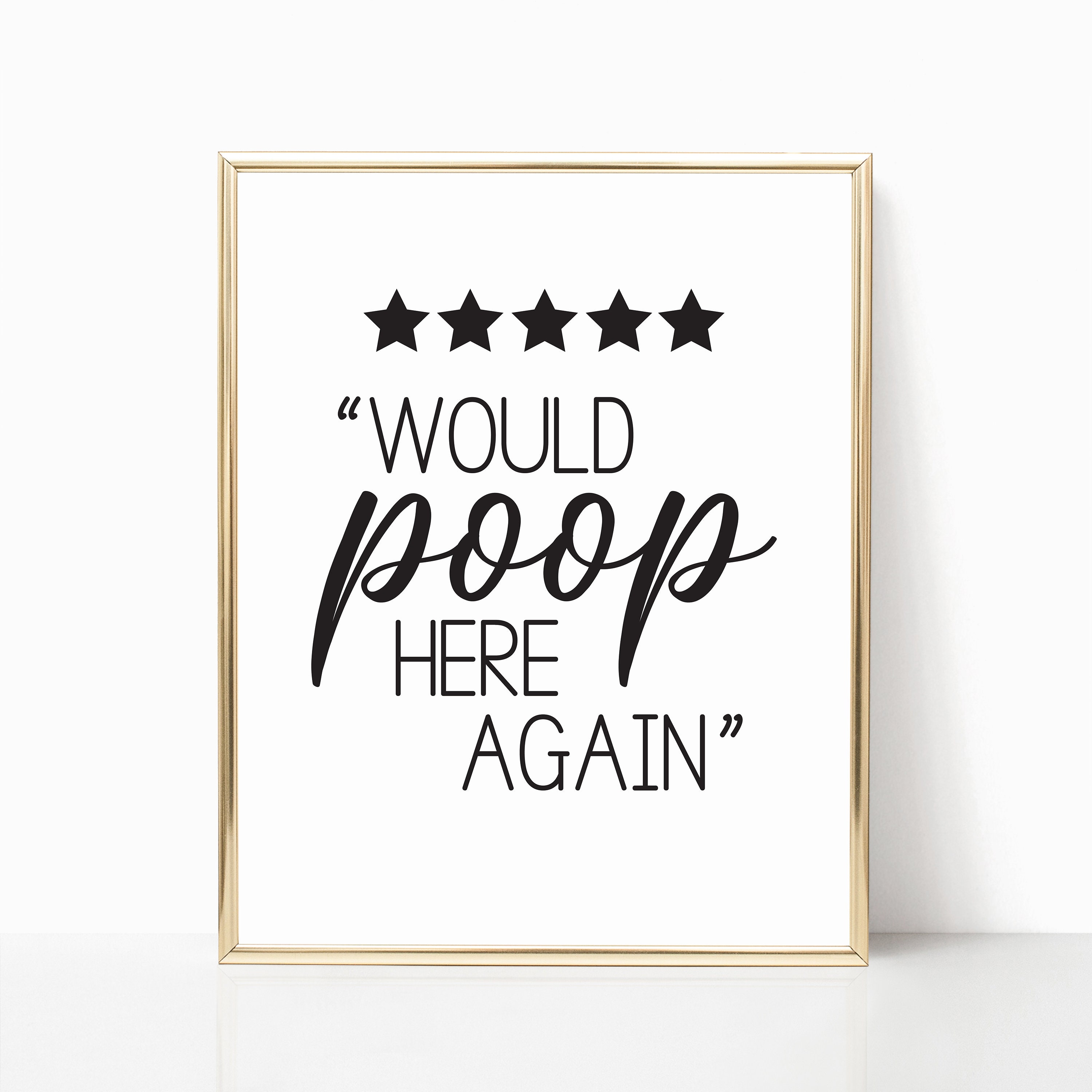 Would Poop Here Again Art Printable, Funny Bathroom Quote, Powder Room